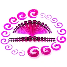 SWANJO 54pcs Acrylic Ear Gauges Expander Black Clear Purple 14G-00G Ear Taper Stretching Kits