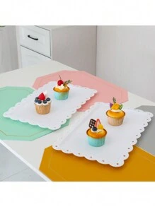 1/2/4/6pcs Plastic Rectangular & Heart Shaped Hollow Display Tray, Suitable For Cupcakes, Donuts, Macarons, Party, Birthday, Wedding, Afternoon Tea