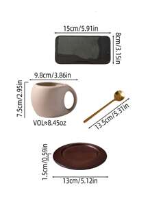 1 套陶瓷咖啡杯碟、马克杯、茶杯、水杯、水瓶、家居、厨房、房间装饰、适用于茶、咖啡、牛奶、果汁、户外、婚礼、派对、礼物、圣诞节、生日装饰、周年纪念、午餐盒、便当盒、返校 - 彩色 - 查看 8