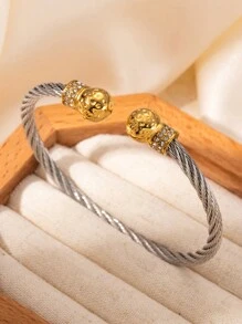 1 件时尚不锈钢 18K 镀金女士混合金属袖口手镯 - 扭曲可堆叠，适合日常和特殊场合，理想的礼物