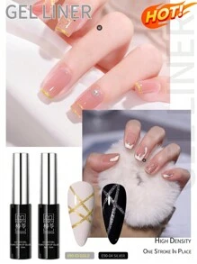 6 件装 12ml 线描凝胶金色、银色、黑色、白色、香槟金和玫瑰金。画线漆凝胶华丽颜色法式凝胶美甲设计绘画凝胶指甲油 Y2K 金色金属色 - 彩色 - 查看 4