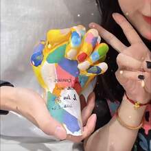 Plaster Hand Model DIY Handprint Mold Making Kit, Clone Finger Powder, 3D Personalized Souvenir Hand Imprint, Perfect Gift For Couple, Birthday, Party For Valentine's Day - Multicolor - View 6