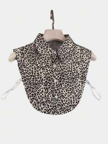 1pc Women Fashion Detachable Leopard Print Collar, Brown Tone