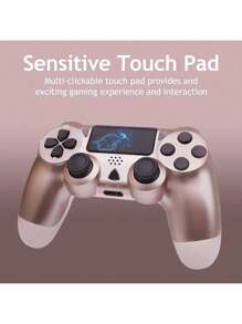 PS-4 Controller Wireless Compatible Play-Station 4/3/PC PS-4 Controller Dual-Shock 4 For PS-4/Pro/Slim Remote Control PS-4 With Dual Vibration, S4 Gamepad PS4 Wireless Bluetooth Handle Double Vibration Handheld Game Console - Champagne - View 4