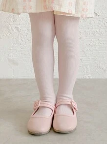 1 Pair Of Pantyhose, Solid Color Series Fall/Winter Pantyhose Girls' Leggings Plus Fleece Thickened Baby Tights For Warmth.