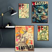 1pc Vintage Anime Animal Decorative Poster, Anime Room Wall Art, Retro Printing Art, Bar Cafe Canvas Painting, With Optional Frame, Framed Wall Decor - Multicolor - View 8