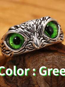 1pc Vintage Silver Owl Ring, Unique Style Fashion Jewelry For Men And Women