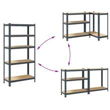 5 Tier Anthracite Steel And Engineered Wood Storage Shelf For Home And Office Organization - Black - View 6