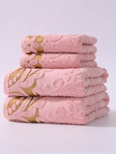 1 件时尚梅花提花金线刺绣个性柔软吸水不掉毛浴巾，适合情侣、家庭、浴室、游泳池、酒店礼品、成人高端家用、速干毛巾