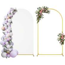 Arch Backdrop Stand With Spandex Arch Cover,7.3FT Wedding Balloon Arch Stand,Square Arch Frame For Wedding Birthday Party Bridal Baby Shower Ceremony Banquet Decoration - Gold - View 1