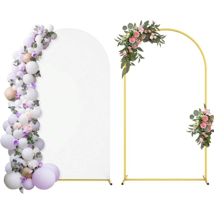 Arch Backdrop Stand With Spandex Arch Cover,7.3FT Wedding Balloon Arch Stand,Square Arch Frame For Wedding Birthday Party Bridal Baby Shower Ceremony Banquet Decoration - Gold - View 1