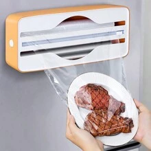 1 pezzo Taglierina per pellicola plastica 2 in 1, taglierina multiuso per carta da forno e alluminio, con ventosa/magnetica, adatta per pellicola plastica, carta da forno, carta per friggere, alluminio e altro, versatile per diverse dimensioni, adatta anche come regalo