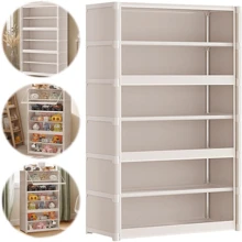 1pc Children's Toy Storage Cabinet, Floor Household Storage Rack, Dustproof Storage Cabinet, Large Capacity Wall Storage Cabinet - White - View 3