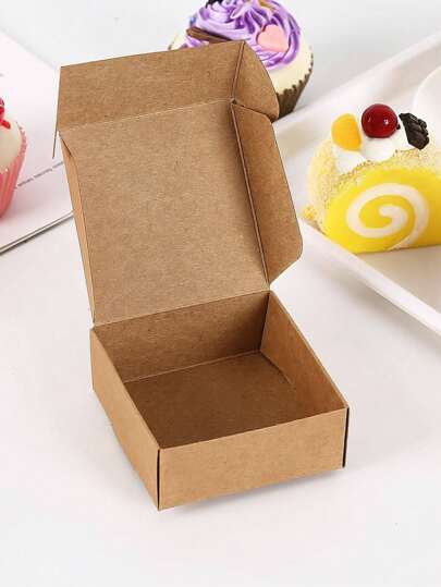 10 piezas Cajas de regalo de papel marrón de cartón y papel kraft cuadradas, cajas de embalaje hechas a mano DIY para cumpleaños, bodas y recuerdos