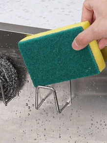 6pcs Strong Adhesive Sponge Holder, Stainless Steel Sponge Holders For Kitchen Sink, Dish Sponge And Brush Organization Holder, Premium Rustproof & Waterproof & Quick Drying Kitchen Sink Caddy,For Christmas, Mother's Day, New Year, Valentine's Day,Stainless Steel Hooks,For Kitchen, Bathroom, Door, Wall,Home And Kitchen Storage Accessories