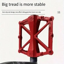 1 Pair Red Aluminum Alloy Mountain Bike Pedals With Anti-Slip Function