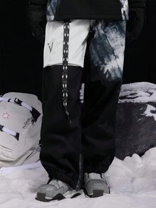 VECTOR MOTION 中国风羊毛运动裤，拼布设计，男女通用，防风防水，轻便保暖，透气舒适，耐用，运动滑雪服 - 黑色 - 查看 4