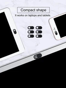 6pcs Camera Cover Slide, Privacy Protection Sticker For Smartphone, Laptop, Tablet, PC, Camera Lens - Adhesive, And Stylish - Black - View 2