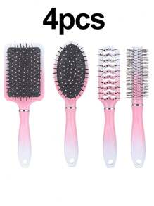 4 - Piece Set Including Square Air - Cushion Comb, Round Air - Cushion Comb, Curling Comb And Tail - Pointed Comb. It Is A Versatile Styling Comb Suitable For Hairdressing, Curling, Massaging. - Pink - View 17