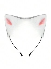 1 套毛绒猫耳朵头带，可爱毛绒狐狸耳朵角色扮演配饰，动漫道具和派对舞台装饰，狐狸耳朵头饰万圣节
