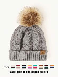 1pc Knitted Hat With Embroidery Graphic And Pom Pom, Unisex Y2K Style, Outdoor Warm Casual Beanie Hat For Commuting In Winter - Knitted Hat - View 30