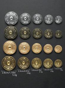 10pcs Vintage-Inspired Metal Buttons For Coats & Sweaters - Golden And Silvery-Tone, Round Embossed Design, Ideal For DIY Clothing Sewing Projects, Knitwear Fasteners, Craft Supplies