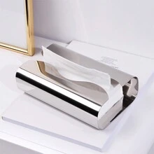 1pc Simple Luxury Stainless Steel Desktop Tissue Box Holder, Decorative Napkin Dispenser For Dining Room, Bathroom, Hotel, Elegant,Tissue Box Holder,Napkin Holder,Festival Family Gathering,Kitchen Dining Table Decor For Home Kitchen Bedroom Living Room Dining Room, Home Decoration Accessories, Decorative Box,Women Wedding Gift,Summer Travel Holiday Festival Must-Have - Silver - View 6