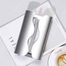 1pc Simple Luxury Stainless Steel Desktop Tissue Box Holder, Decorative Napkin Dispenser For Dining Room, Bathroom, Hotel, Elegant,Tissue Box Holder,Napkin Holder,Festival Family Gathering,Kitchen Dining Table Decor For Home Kitchen Bedroom Living Room Dining Room, Home Decoration Accessories, Decorative Box,Women Wedding Gift,Summer Travel Holiday Festival Must-Have - Silver - View 4