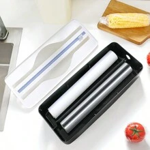 1 pezzo Taglierina per pellicola plastica 2 in 1, taglierina multiuso per carta da forno e alluminio, con ventosa/magnetica, adatta per pellicola plastica, carta da forno, carta per friggere, alluminio e altro, versatile per diverse dimensioni, adatta anche come regalo
