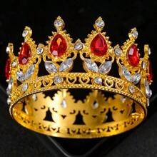 1 pezzo Tiara e corona in cristallo per donna, diadema con strass per festa, ballo, nozze, accessori per capelli, gioielli, corona, tiara, regalo - Multicolore - Visualizzare 4