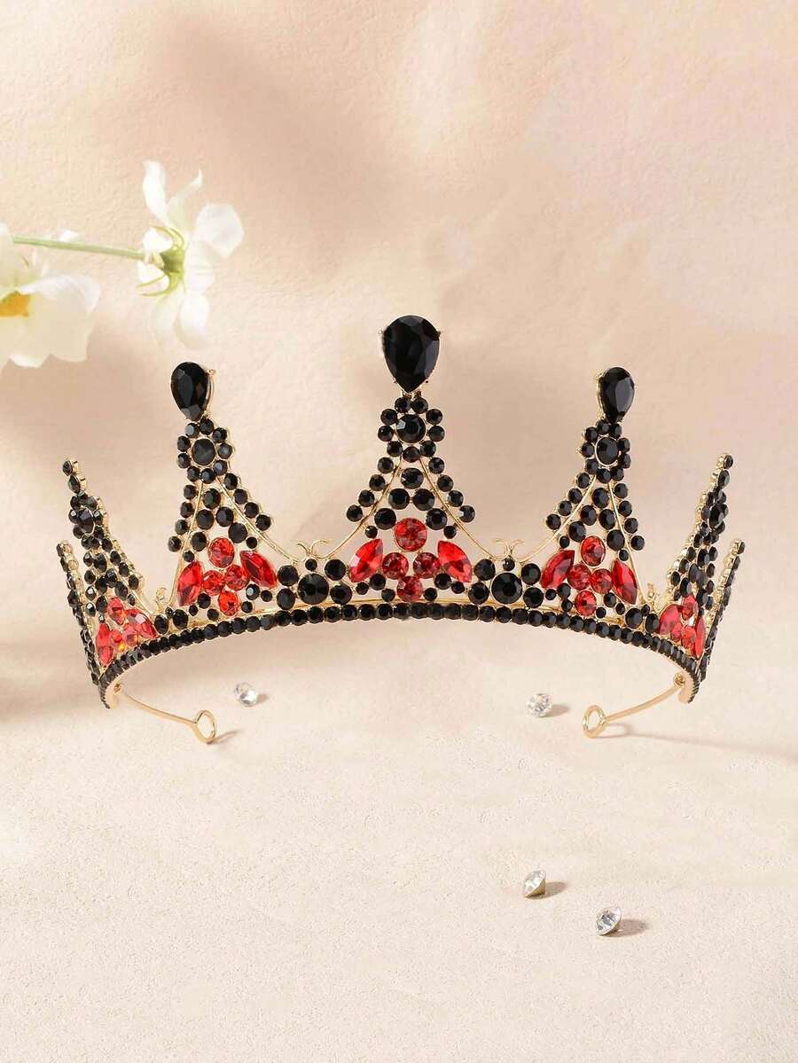 1 pièce Couronne vintage style bohème en alliage de zinc, diadème pour 18e anniversaire, robe de mariée, princesse élégante, convient pour toute l'année, festival, fête - Rouge - Voir 1
