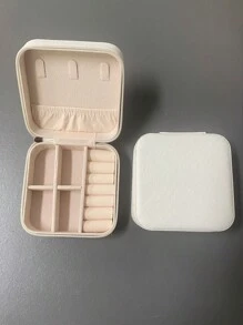 1 件纯色便携式升级版珠宝盒，简约多巴胺粉色/绿色/白色桌面分隔收纳盒带盖，耳环项链戒指珠宝收纳盒，适合家庭、卧室、旅行 - 彩色 - 查看 13