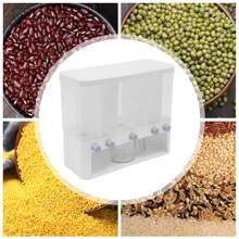 5-Compartment Transparent Grain Storage Canister With Cup - Space-Saving Kitchen Organizer - White - View 4