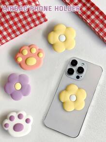 6PCS/Set Cat Claw/Flower Pattern Mobile Phone Holder, Push And Pull Holder Folding Slouchy Mobile Phone Accessories, Gifts For Girls