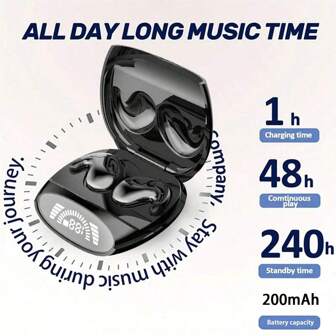 擁有超長待機時間的無線耳機，實現完美睡眠-超薄入耳運動耳機，與蘋果和安卓兼容