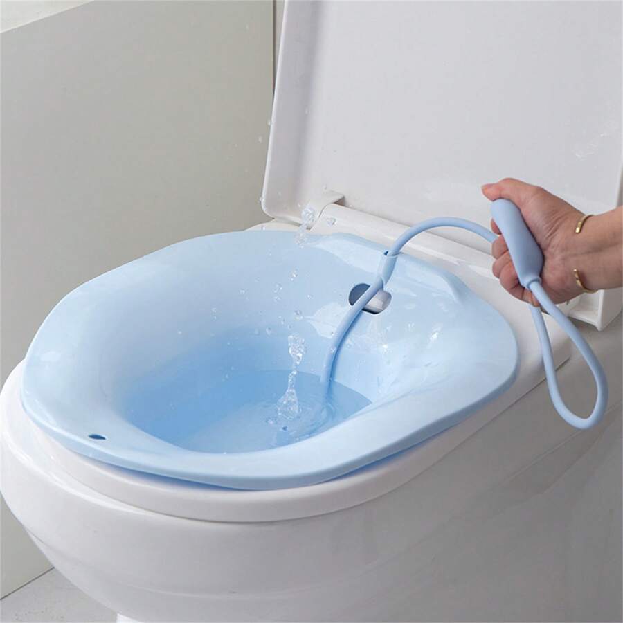 Portable Female Perineal Soaking Toilet Sitz Man Hemorrhoid Care Tub Basin With Flusher - 淺藍色 - 查看 1