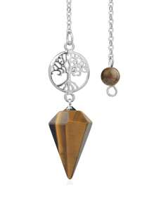 1 pieza Péndulo de piedra natural de tamaño pequeño para la adivinación, el péndulo y la curación, colgante de cuarzo rosa, obsidiana negra, ojo de tigre, Reiki, árbol de la vida, amuleto espiritual esotérico Péndulos G718 - Péndulo - Ver 15