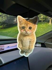 Cute Cat Car Air Freshener And Rearview Mirror Decor - Long-Lasting Fragrance, Keep Your Car Interior Fresh And Pleasant, Ideal Gift For Friends, Car Vent, Ocean Scent Air Freshener Diffuser, Cartoon Design, Suitable For Rearview Mirror