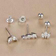 3 chiếc bông tai xoắn ốc bằng thép không gỉ mạ vàng 18K Cubic Zirconia, bông tai sụn Cubic Zirconia hình hoa, trang sức hàng ngày cho phụ nữ - Hoa3 - Xem 4
