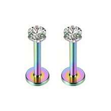 1 Pair Of 16G Stainless Steel Round Heart Five-Pointed Star Zirconia Lip Stud Nose Stud Lip Stud Monroe Lip Ring Spiral Earrings
