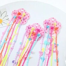 6pcs Colorful Braid Hair Extensions With Clips, Rainbow Braids Hair Pieces For Kids, Children's Performance, Girls Halloween Costume Party Hair Accessories - Multicolor - View 4