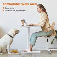 Sweet Furniture Small Mobile Rolling Standing Desk - Overbed Table, Teacher Podium With Wheels, Adjustable Work Table, Rolling Desk Laptop Computer Cart For Home, Office, Classroom - C-質樸棕 - 查看 1