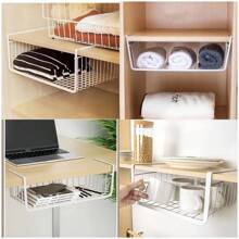 2 Pack Metal Hanging Storage Baskets - For Kitchen, Office, Pantry, Bathroom, Cabinet - White