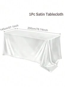 1Pc White Satin Square Tablecloth, Solid Color Polyester Table Cloth,Wedding Party Supplies, Birthday Decor,Home Decor,Perfect For Rustic Wedding,Bridal Shower,Birthday,BabyShower,Outdoor&Indoor, Ceremonies, Kitchen,Party Gatherings