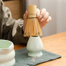 Set de té matcha de 4/5 piezas, tazón verde claro, juego de batidor de matcha, tazón de cerámica con vertedor para comenzar con el té matcha tradicional, para el hogar, restaurante, salón de té, fiesta de té, accesorios de té, de vuelta a la escuela