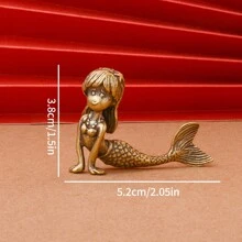 1pc Brass Imitated Fox Figurine, Metal Craft Micro Landscape Ornament Gift Birthday Gifts Graduation