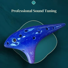 Ocarina, 12 Holes Alto C Ocarina With Protective Bag For Beginners - Colorful Galaxy Blue - View 4
