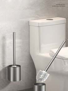 1个铝制马桶刷，360°无死角隐形马桶清洁套装，豪华壁挂式浴室清洁工具，浴室配件，浴室工具 - 灰色 - 查看 3