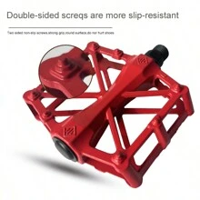 1 Pair Red Aluminum Alloy Mountain Bike Pedals With Anti-Slip Function