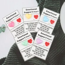 10 Stück bunte Harz-Herzgrußkarten mit emotionaler Unterstützung - süßes Liebesgeständnis Geschenk, mit kleiner Tasche zum Halten eines Geschenks als perfektes Valentinstags-Geschenk, witzig, Grußkarte, Valentinstag, Hochzeit